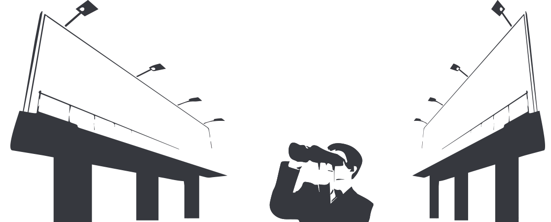 persona con binoculares buscando anuncio exterior ideal